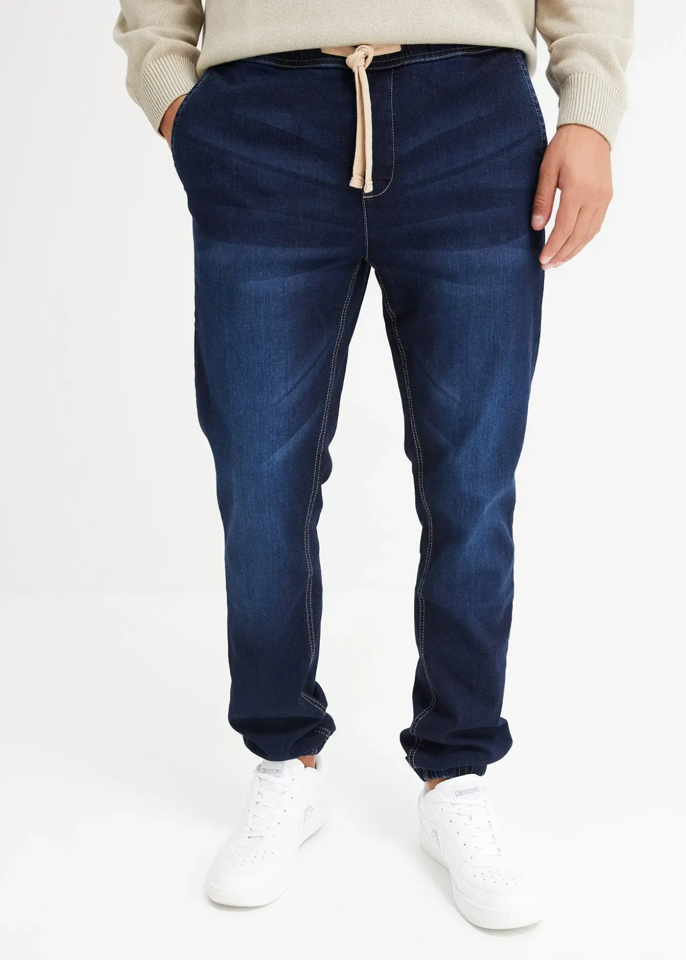 Jean jogger à taille élastiquée regular, fuselé