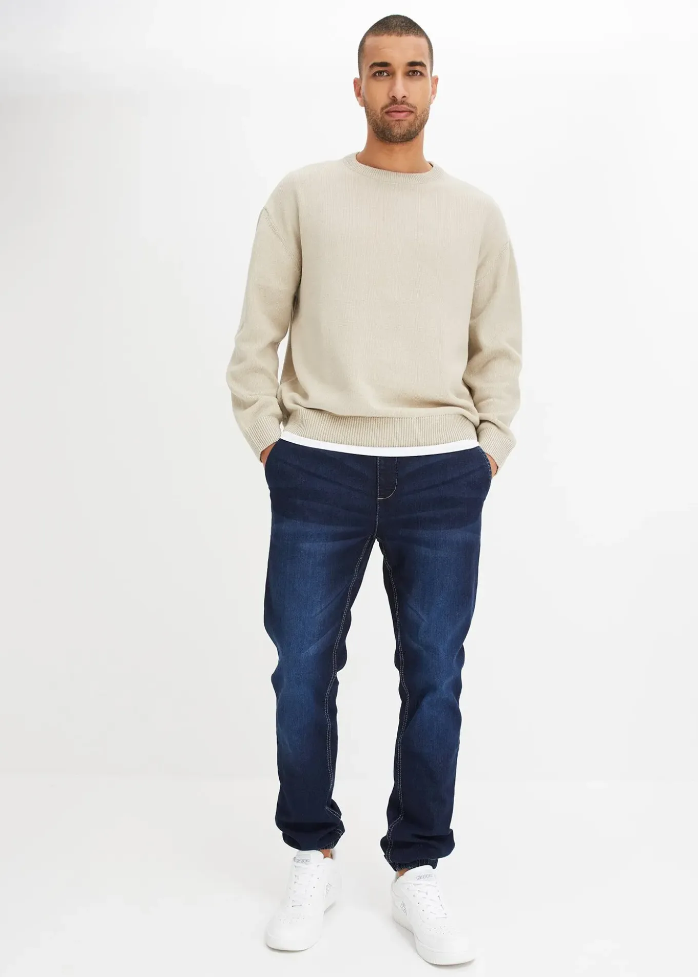 Jean jogger à taille élastiquée regular, fuselé