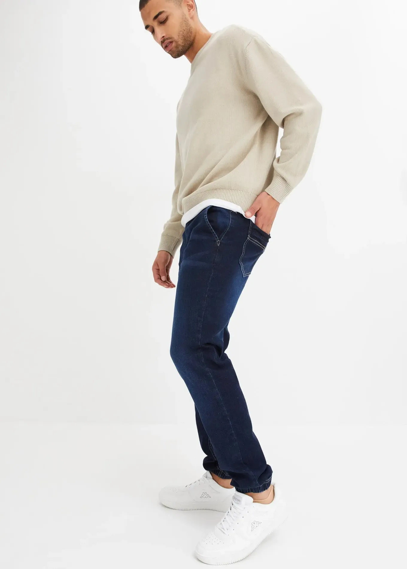 Jean jogger à taille élastiquée regular, fuselé