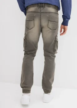 Jean jogger droit, slim, à taille élastiquée et poches cargo