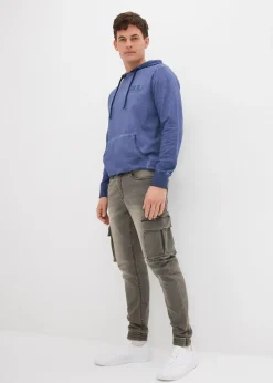 Jean jogger droit, slim, à taille élastiquée et poches cargo