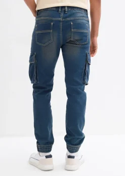 Jean jogger droit, slim, à taille élastiquée et poches cargo