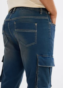 Jean jogger droit, slim, à taille élastiquée et poches cargo