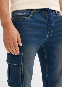 Jean jogger droit, slim, à taille élastiquée et poches cargo