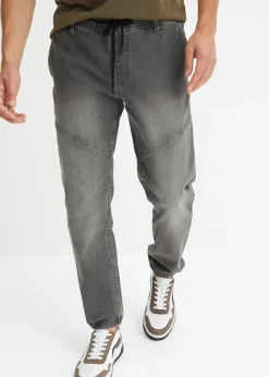 Jean jogger droit taille élastiquée, regular