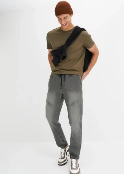 Jean jogger droit taille élastiquée, regular