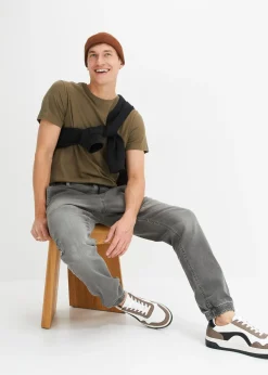 Jean jogger droit taille élastiquée, regular