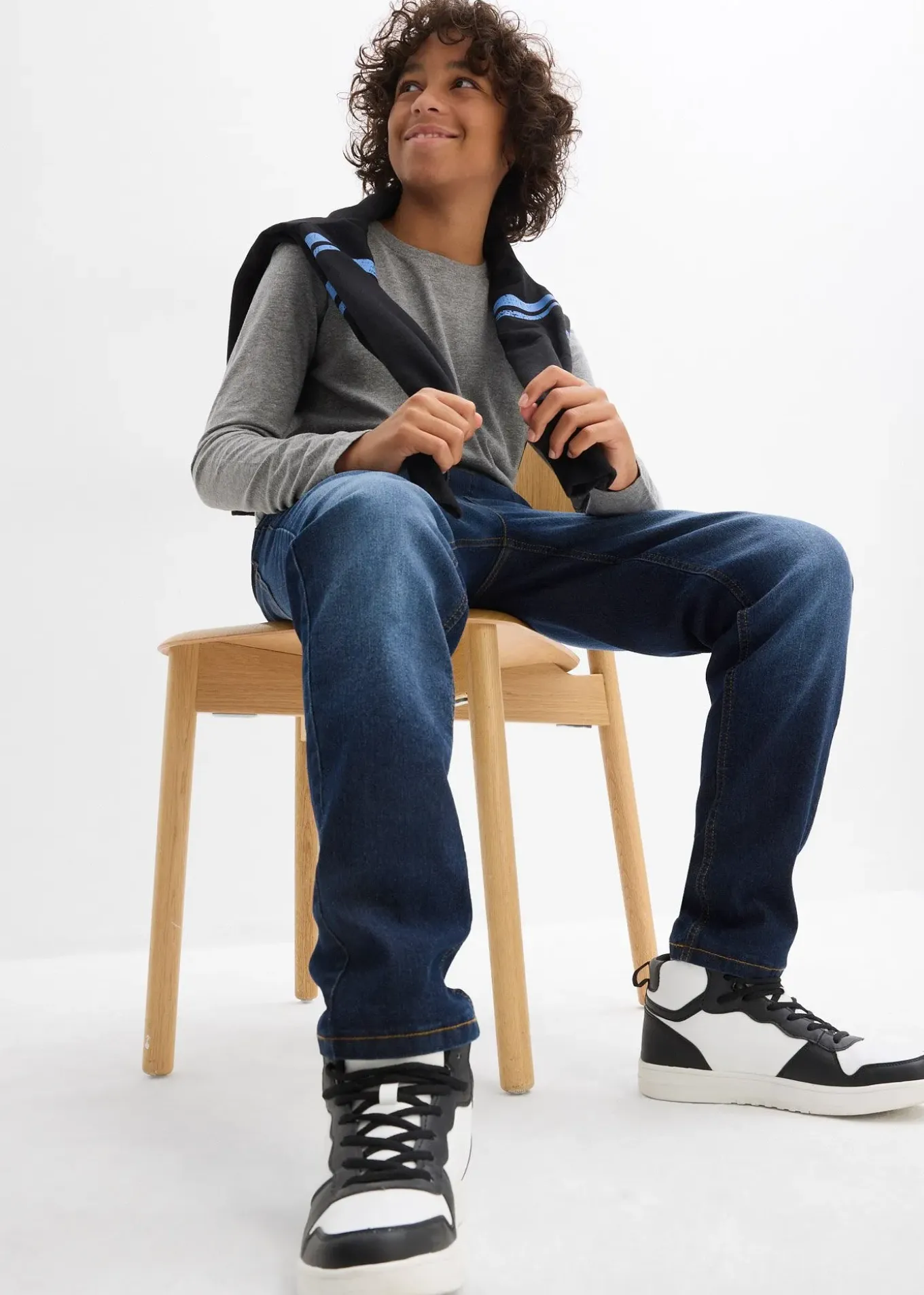 Jean jogger regular avec doublure jersey thermique, droit