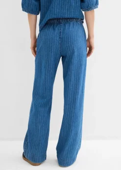 Jean large à taille entièrement élastiquée, coton