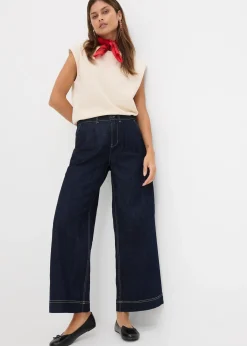 Jean large à taille haute élastiquée