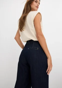 Jean large à taille haute élastiquée