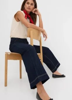 Jean large à taille haute élastiquée