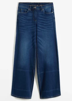 Jean large à taille mi-haute élastiquée