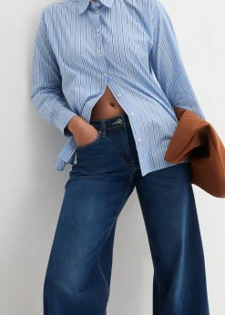 Jean large à taille mi-haute élastiquée