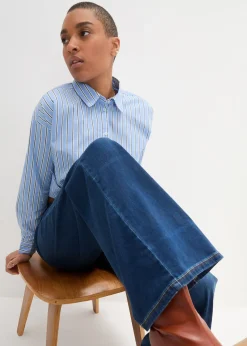 Jean large à taille mi-haute élastiquée