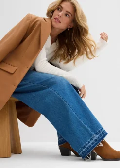 Jean large à taille mi-haute élastiquée