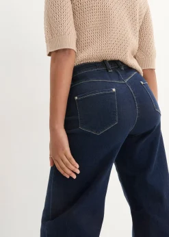 Jean large à taille mi-haute élastiquée