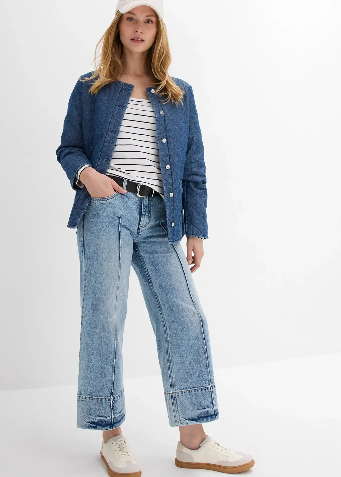 Jean large cropped taille mi-haute