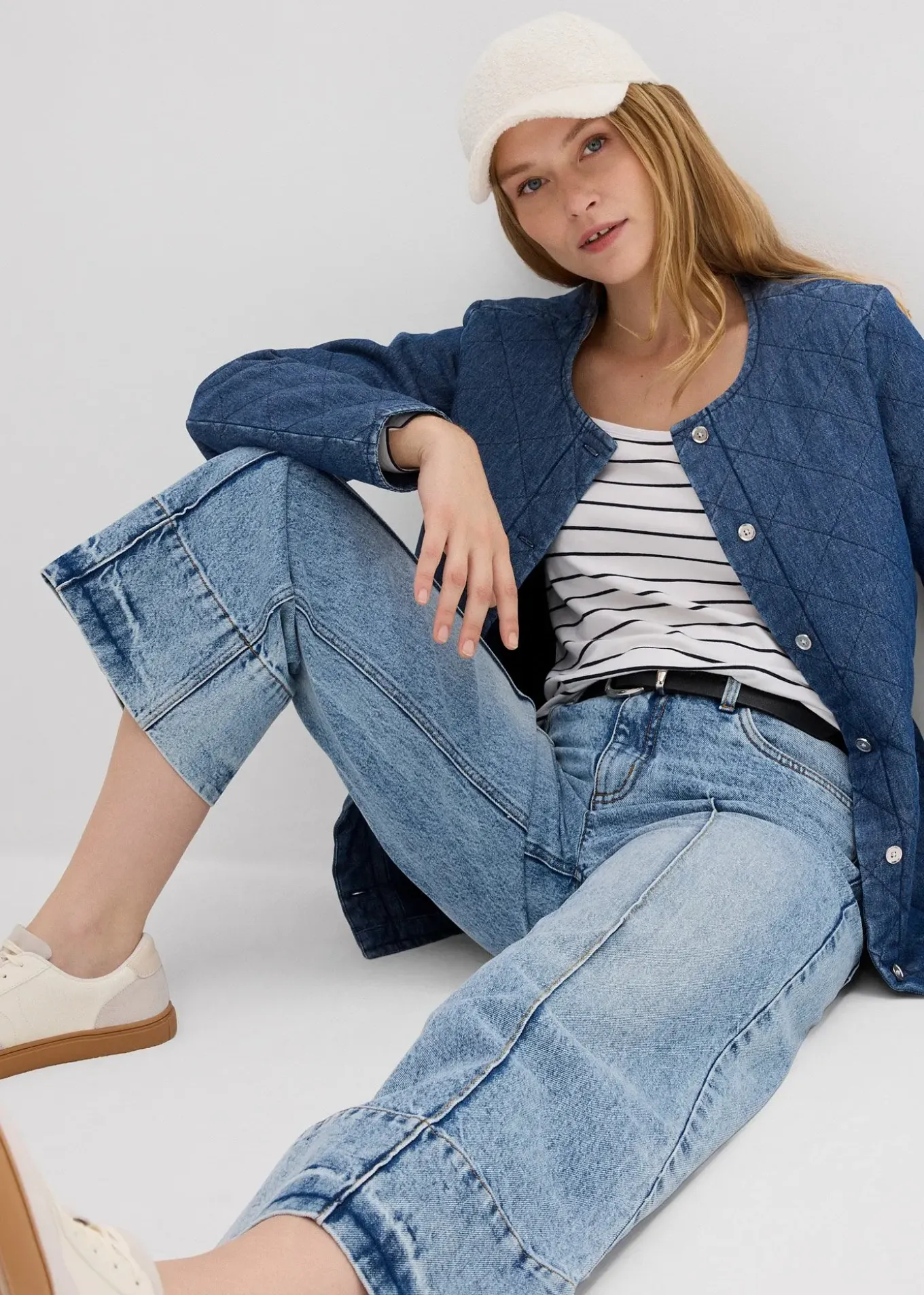 Jean large cropped taille mi-haute