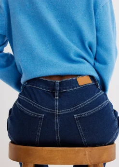 Jean large taille haute, coton