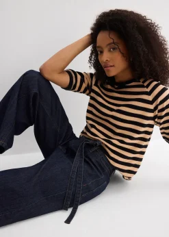 Jean large taille haute, cropped