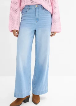 Jean large taille haute, coton