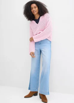 Jean large taille haute, coton