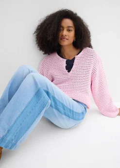 Jean large taille haute, coton