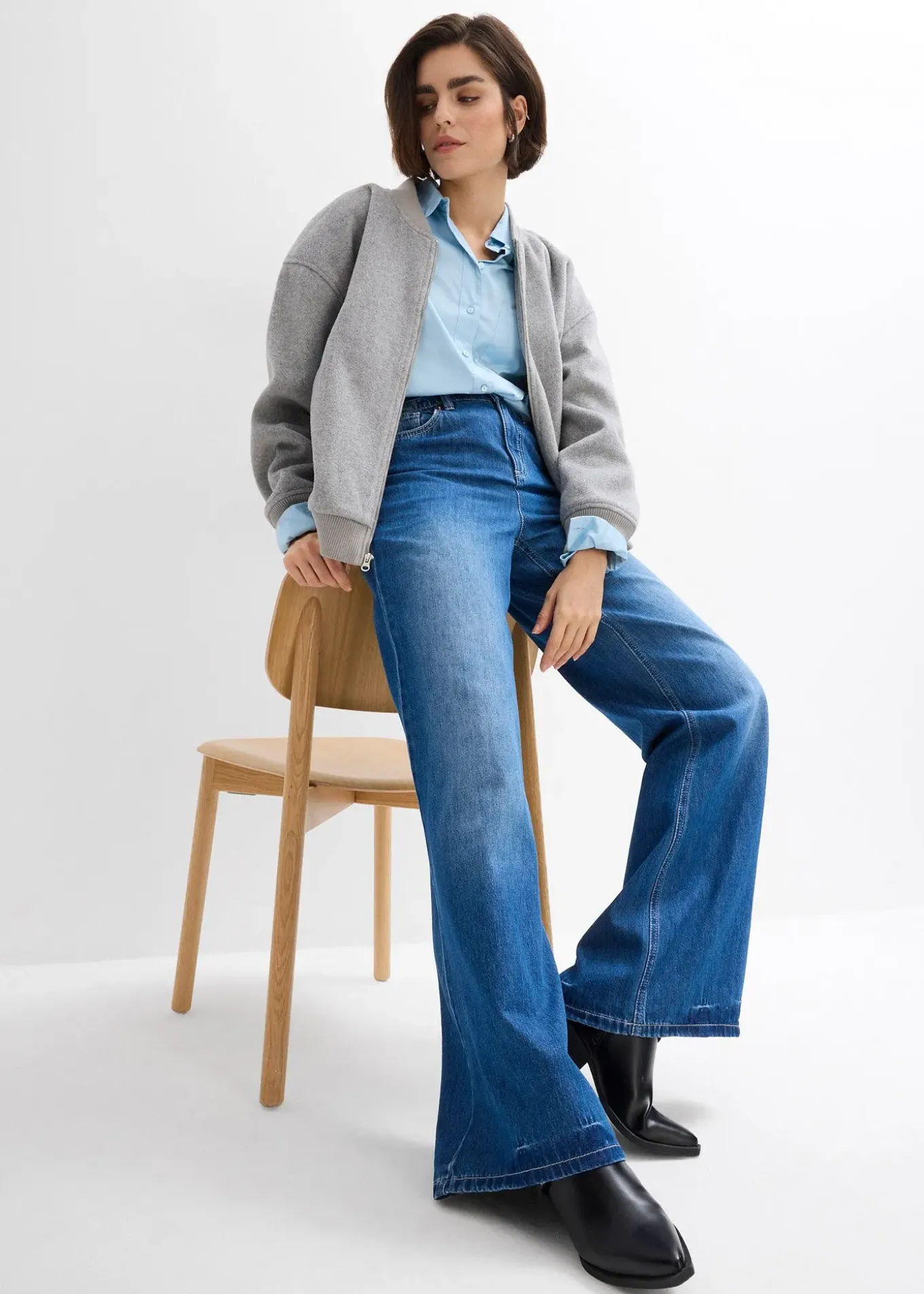 Jean large, taille haute et élastiquée