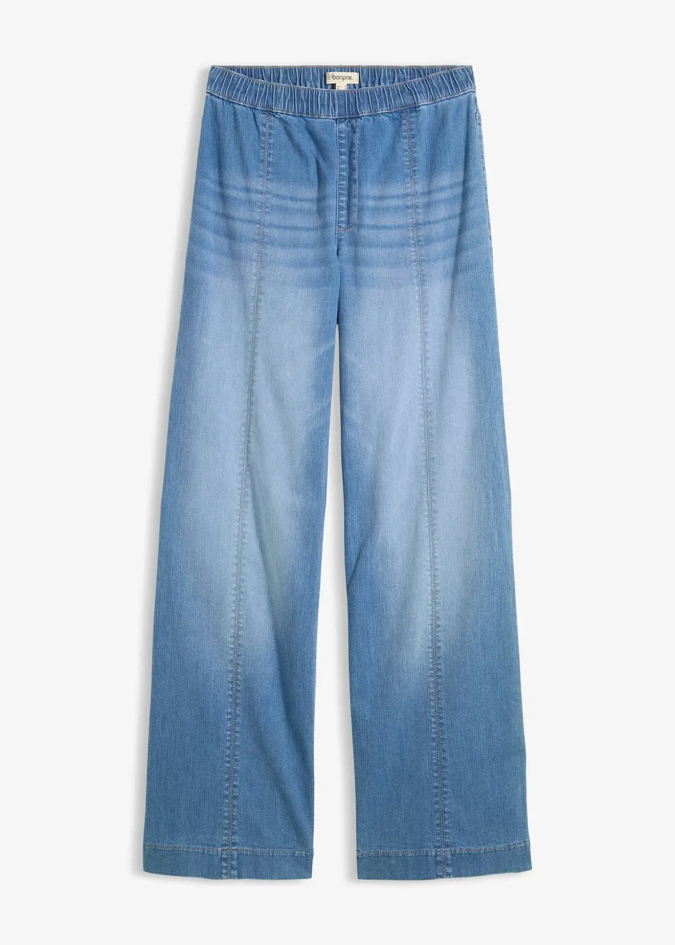 Jean large taille haute élastiquée, long