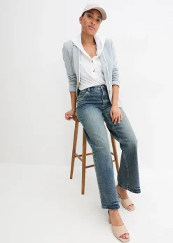 Jean large taille haute, peu extensible