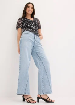 Jean large taille haute, peu extensible