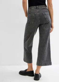 Jean large, taille haute, raccourci