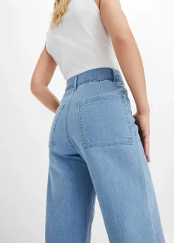 Jean large, taille haute, raccourci