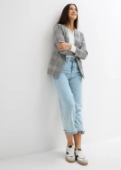 Jean large, taille haute, raccourci