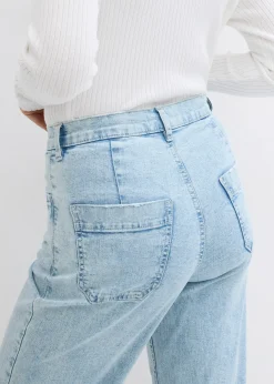 Jean large, taille haute, raccourci