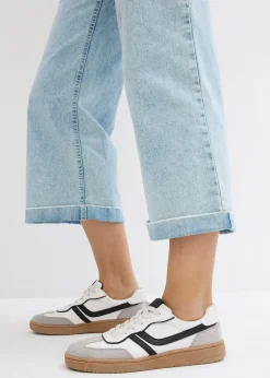 Jean large, taille haute, raccourci