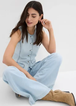 Jean large taille haute, toile ultra-douce