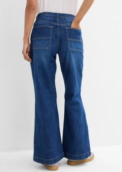 Jean large taille mi-haute avec poches plaquées