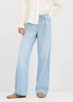 Jean large taille mi-haute avec ceinture