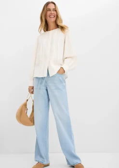 Jean large taille mi-haute avec ceinture