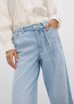 Jean large taille mi-haute avec ceinture