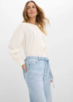 Jean large taille mi-haute avec ceinture