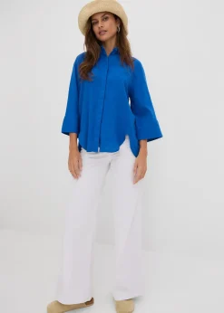 Jean large taille mi-haute, extensible