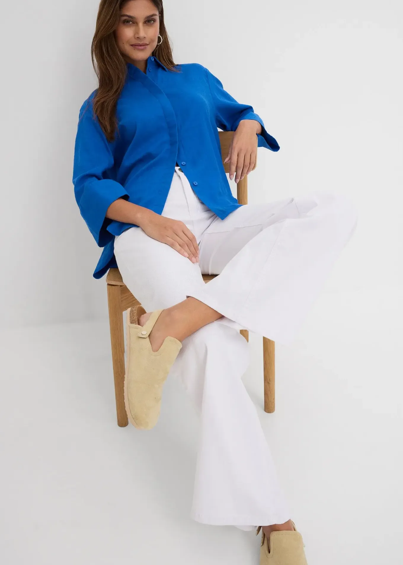 Jean large taille mi-haute, extensible