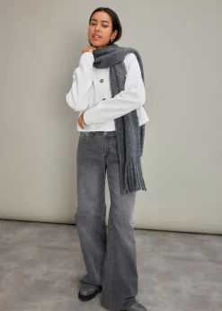 Jean large taille mi-haute, extensible