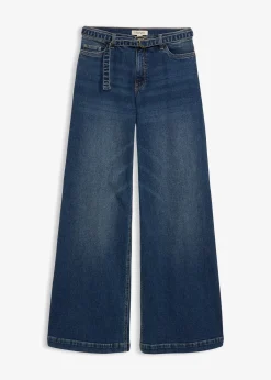 Jean large taille mi-haute, long