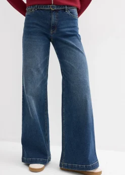 Jean large taille mi-haute, long