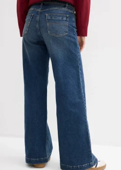 Jean large taille mi-haute, long