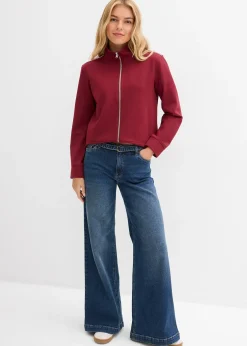 Jean large taille mi-haute, long